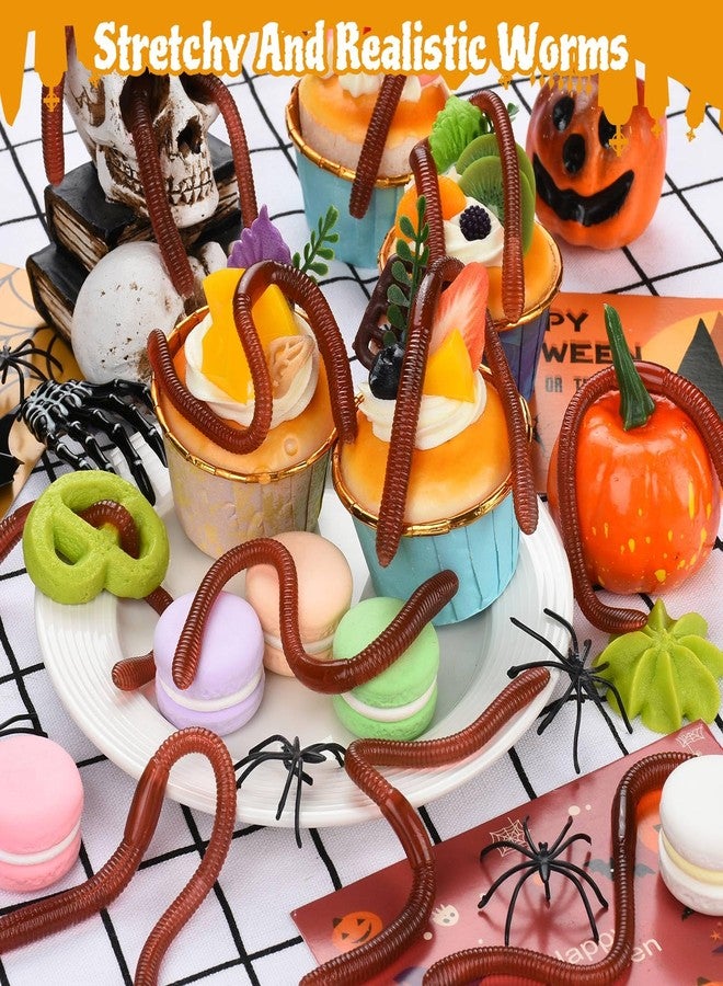 HLARTNET 20 Pcs Fake Earthworm - Soft Stretchy Rubber Earthworm Lifelike Plastic Worm Trick for Halloween April Fool's Day Party Decoration, 7 Inch - Image 4